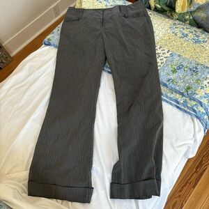 Gray Pinstripe Wide-Leg Pants